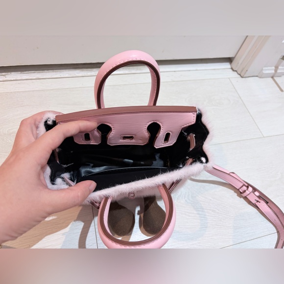 Jellycat Birkin Pink Plush Furry Mini Bag - Picture 6 of 7